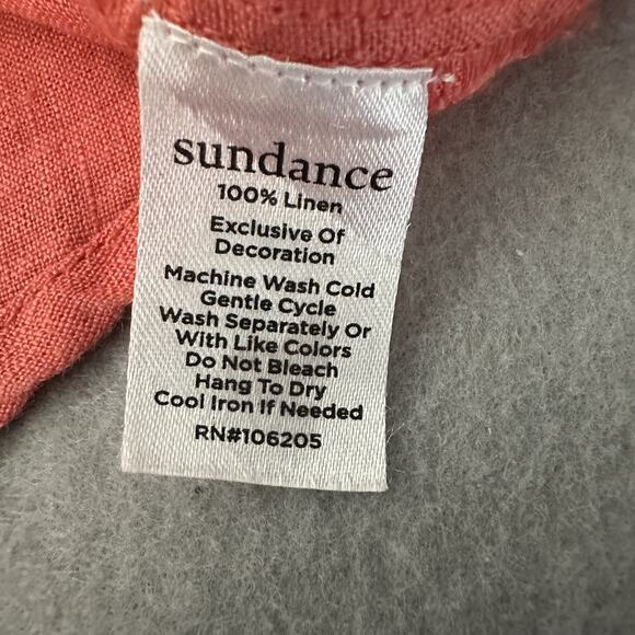 Sundance 100% Linen Shirt Button Up Collared Short Sleeve Coral Women’s Large - Picture 11 of 13